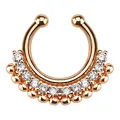 Produktbild: Piercingfaktor Fake Piercing Universal Ring Septum Nasen Lippen Helix Ohr Tribal Strass Kristalle mit Kugeln Lippenpiercing Nasenpiercing Ohrpiercing Tragus Intimpiercing Roségold - Clear
