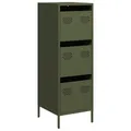Produktbild: vidaXL Highboard Olivgrün 39x35x103,5 cm Stahl, Bücherschrank, moderner Bücherschrank, Bücherregal mit Schublade, Bücherregal