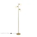 Produktbild: Qazqa - Art Deco Stehleuchte I Stehlampe I Standleuchte I Lampe I Leuchte Gold I Messing mit Opalglas 3-flammig verstellbar - Anouk I Wohnzimmer I Schlafzimmer - Länglich - LED geeignet E14