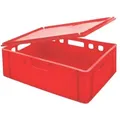 Produktbild: PROREGAL Eurobehälter Fleischerkasten E2 mit Auflagedeckel | HxBxT 20x40x60cm | 41 Liter | Rot | Fleischerkiste, Fleischkiste, Metzgerkiste
