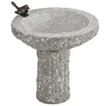 Produktbild: Dehner Vogeltränke Vogelbad mit Vogelfigur, Ø 35 cm, Höhe 40 cm, Granit / Bronze