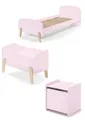 Produktbild: 58 aufm Kessel Jugendzimmer-Set Kinderzimmer Set Karilynn 3 Bett Kommode Spielkiste Holz+MDF rosa, (inkl. Versand, Lieferung bis Verwendungsstelle), rosaLiegefläche 90 x 200,Lattenrost,Nachtkommode,Spielkiste,Retro-Look