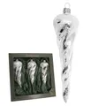 Produktbild: Krebs Glas Lauscha Christbaumschmuck Eiszapfen Silber - 3er Set aus Glas - 15 cm