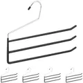 Produktbild: Relaxdays Hosenbügel mehrfach, 5er Set Mehrfachbügel, Metall, 3 Hosenstangen, offen, rutschfest, Hosen & Röcke, schwarz