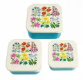 Produktbild: Rex London Lunchbox Snack Box 3er Set Wild Flowers, Kunststoff, BPA-frei, (Set, 3-tlg., ca. 11,5 x 11,5 x 5,5 cm (große Box), jede Box mit Wildblumen Motiv, passt genau in den größeren Behälter