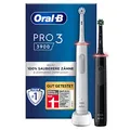 Produktbild: Oral-B PRO 3 3900 Elektrische Zahnbürste/Electric Toothbrush, Doppelpack, mit 3 Putzmodi und visueller 360° Andruckkontrolle für Zahnpflege, Geschenk Mann/Frau, Designed by Braun, weiß/schwarz