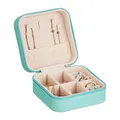 Produktbild: Relaxdays Schmuckkästchen, kleine Schmuckaufbewahrung, Ringe & Ketten, Reise Schmucketui, HxBxT: 5 x 10 x 10 cm, türkis