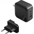 Produktbild: Energea ład. siec. 1xUSB+2xUSB-C PD-PPS-QC 3.0 66W 2C1A czarny/black US+EU Travelite GAN66 (66 W, 3 Ports) (6957879424878)