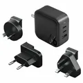 Produktbild: 66 W ENERGEA GaN Power Delivery 2xUSB-C/USB Schwarzes Wandladegerät
