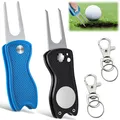 Produktbild: Pitchgabel Golf 2 Stück Golf Divot Reparatur Pop-up-Taste und mit ballmarker ...