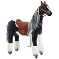 Produktbild: Ponnie Mechanisches Pferd auf Rollen Domino M - Reitpferd mit Rollen für Kinder - Schwarz/Weiß
