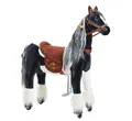 Produktbild: PONNIE Reitpferd mit Rollen Domino M (5-12 Jahre), Spielpferd zum Reiten mit Abnehmbarer Braun Sattel und Halfter mit Zaumzeug, Kämmbare Mähne und Schwanz, Plüschpferd zum Reiten für Kinder