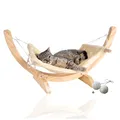 Produktbild: Rohrschneider Katzenhängematte Cat Relax | Katzenschlafplatz | Katzenbett | Katzenkorb zum Schlafen | Hängematte Katze (Beige)