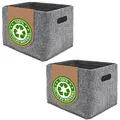 Produktbild: DuneDesign 2er Set: Recycling Filz Aufbewahrungsbox - 32x26x23 Filzkorb Organizer - Aufbewahrungskorb Faltbar - Regaleinsatz Korb - Ordnungsbox für Regale - Kinderzimmer Aufbewahrung - Filzbox Grau