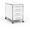 Produktbild: Versee Rollcontainer Bürocontainer VERSEE – 60 / 80 cm, 3 oder 4 Schubladen, Farbauswahl, (Schubladencontainer für Büro und Home-Office, 1 Rollcontainer), robust & kratzfest, 50kg belastbar weiß 43,5 cm x 66,5 cm x 80 cm
