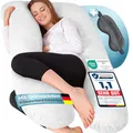 Produktbild: ELONEO NEU Seitenschläferkissen mit Bezug | Stillkissen | Schwangerschaftskissen XXL | Pregnancy Pillow | Komfortkissen für die Schwangerschaft | Lesekissen waschbar, weiß