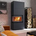 Produktbild: Eck-Kaminbausatz Kratki SIMPLE BOX 8 kW schwarz Kamineinsatz mit Verkleidung