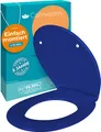Produktbild: Calmwaters® Premium WC Sitz einfache Montage, Toilettendeckel bis 250 kg, EU, antibakterieller Duroplast, Absenkautomatik, 2 Montage Optionen, abnehmbar, Klobrille, oval, Blau