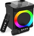 Produktbild: Karaoke Maschine mit 2 Mikrofonen,Mini Karaoke Anlage mit LED Licht, tragbare...