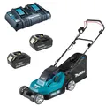 Produktbild: Makita Akku-Rasenmäher DLM382PM2 2x 4,0 Ah Akkus + Ladegerät DC18RD im Karton