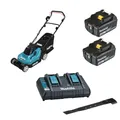 Produktbild: Makita Akku-Rasenmäher DLM382PM2 38 cm 2x BL1840B 4,0 Ah DC18RD 40 l Fangkorb