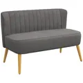 Produktbild: HOMCOM Sofa 2 Sitzer Couch, Kleine Loveseat mit Samt-Optik Modern Polstersofa für Wohnzimmer, Schlafzimmer, kleinen Raum, Dunkelgrau 117 x 56,5 x 77 cm