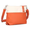 Produktbild: Zwei Damen Umhängetasche JANA J8 Crossbody Bag 3 Liter Bicolor Handtasche im Canvas-Stil, weiches Kunstleder, ideal für den Alltag, inkl. 2 abnehmbare Schultergurte kurz & lang (papaya)