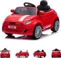 Produktbild: Chipolino Kinder Elektroauto Fiat 500 Fernbedienung, Sicherheitsgurt, MP3, USB rot
