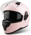 Produktbild: VINZ Kennet Integralhelm mit Sonnenblende | Motorrad Helm Vollvisierhelm Mopedhelm ECE 22.06 | Motorradhelm Full-Face Helme | für Damen | In Gr. XS-XXL - Matt Rosa | XS (53 - 54 cm)