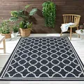 Produktbild: VIMODA Teppich In- und Outdoor Flachgewebe Terrasse Balkon Wetterfest Wintergarten Robust Marokkanisch geprägtes Design,Maße:60x100 cm;Farbe:Blue