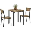 Produktbild: HOMCOM 3-teilige Essgruppe Esszimmergruppe mit Metallgestell Esstischset - Schwarz/Braun