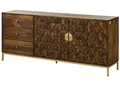 Produktbild: Sideboard Kommode massiv Vintage Schrank 3 Schubladen 2 Türen massiv Eisen gold