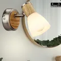 Produktbild: Holz Spot Wand Leuchte Glas Strahler Lampe verstellbar Gäste Zimmer Beleuchtung