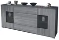 Produktbild: Vladon Sideboard Grömitz V2 (Kommode mit 2 Türen, 4 Schubladen und 2 flexible Glaseinlegeböden), Anthrazit matt/Avola-Anthrazit (166,5 x 75,5 x 35)