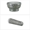 Produktbild: Relaxdays Granit Mörser mit Stößel 17 cm Durchmesser, robuster, langlebiger Steinmörser, echter Granit poliert, grau