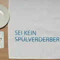 Produktbild: 17;30 HOME Geschirrtuch, Humorvolles Design, 100% Baumwolle, SEI KEIN SPÜHLVERDERBER Spruch, umweltfreundlich, weiß blau, 50x70 cm