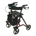 Produktbild: Drive Medical Rollator TORRO in Rot für Indoor und Outdoor Nutzung I Stabile Gehhilfe mit Sitz und Rückenlehne I mit Ablagekorb und Gehstockhalter I 6,9kg Aluminiumgestell, belastbar bis 150kg