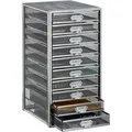 Produktbild: Schubladenbox, 10 Schubfächer, für Din A4 Dokumente, Ordnungssystem für Schreibtisch, Aktenablage, silber - Relaxdays