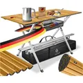 Produktbild: KESSER Campingtisch Klapptisch faltbar mit aufrollbarer Tischplatte (145x70cm klappbarer Tisch inkl. Tragetasche mit Trageband & Netztasche), Falttisch mit Aluminium-Rahmen - max. 100kg & rost- & kratzfest braun 70 cm x 70 cm x 145 cm