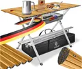 Produktbild: KESSER® Campingtisch faltbar Klapptisch mit Aluminiumrahmen Aufrollbare Tischplatte Falttisch klappbar 145x70x70cm bis 100kg inkl. Tragetasche mit Trageband & Netztasche, Holz-Optik