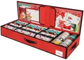 Produktbild: KYEVIS Geschenkpapier Aufbewahrung für Weihnachtsgeschenkpapier, Geschenkpapier Organizer mit Fächern für Schleifen, Anhänger, Schere und Bänder(ROT)