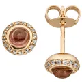 Produktbild: Ohrstecker Ohrringe mit Turmalin-Cabochon 32 Diamant Brillanten 585 Gold Rotgold