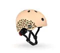 Produktbild: Scoot and Ride XXS Graphics Helm aus PVC-freiem Kunststoff mit LED-Licht an der Rückseite in der Farbe Leopard, Größen verstellbar: 45cm -51cm, 96561