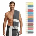 Produktbild: Saunahandtuch Damen Herren 100x200 cm (Baumwolle), Saunatuch XXL, Hamamtuch groß 100 x 200 - lang, platzsparend, leicht - Sauna Hamam Strand Tuch Zubehör, Saunakilt Handtuch Strandtuch, Geschenk
