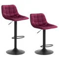 Produktbild: WOLTU 2er Set Barhocker Küchenstuhl Barstuhl mit Rückenlehne und Einstellgriff, höhenverstellbar & 360° drehbar, Tresenhocker Bar Hocker aus hochwertigem Samt und Metall, Bordeaux