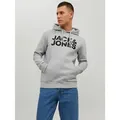 Produktbild: Jack & Jones Kapuzensweatshirt JJECORP Kapuze und Frontprint bedruckt, modisch, regular fit, Baumwollmischung, Rundhals grau M (50)