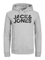 Produktbild: JACK & JONES Herren Hoodie Kapuzensweatshirt JJ Ecorp Logo Sweat Hood, Farbe:Grau, Artikel:- Light Grey Melange, Größe:M