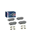 Produktbild: Bosch BP1359 - Auto Bremsbeläge hinten - Bosch-Qualität - für leises Bremsen mit wenig Staub - ECE-R90 zertifiziert - kupferfrei - 1 Set mit 4 Bremsbelägen - Mit Zubehör