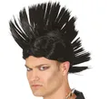 Produktbild: Fiestas Guirca Schwarze Perücke Irokese, Perücke Punker für Erwachsene, Perücke Punk mit Spikes. Kostüm Zubehör für Karneval, Fasching Accessoires Herren u. Damen, Fastnacht, Halloween