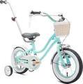 Produktbild: Mädchen fahrrad 12 Zoll Glocke Zusatzräder Schubstange Heart Bike Türkis